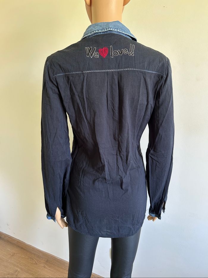 Chemise bleue bi matière Desigual taille M TBE - photo numéro 5