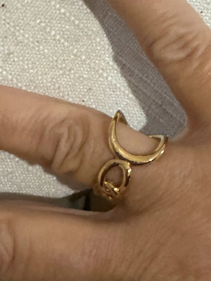 Bague mi jonc mi chaîne épaisse carré acier inoxydable or réglable
