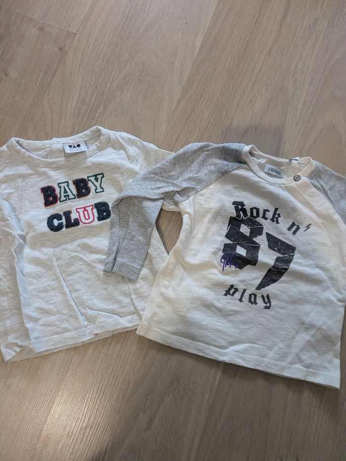 Lot 2 t-shirts manches longues 12mois - photo numéro 2
