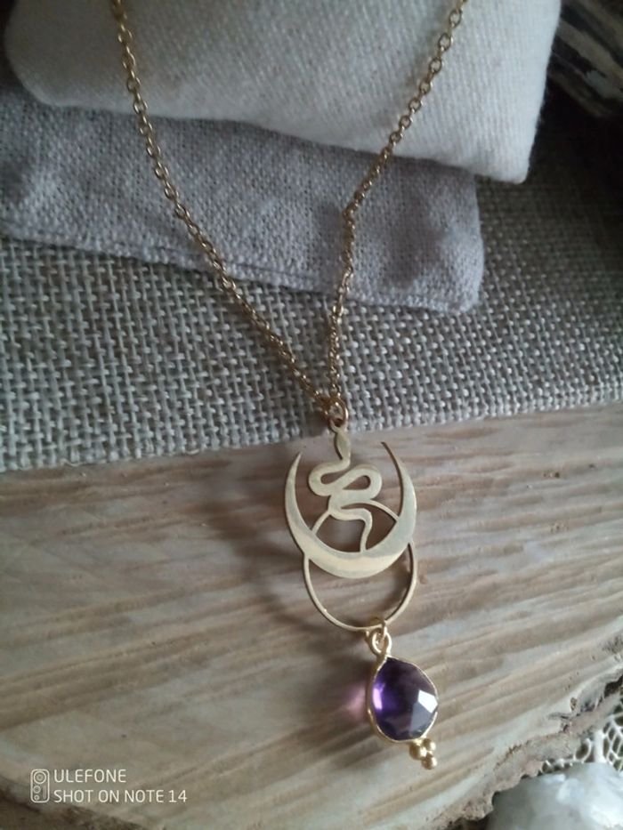 Collier serpent lune et améthyste 💜. - photo numéro 3