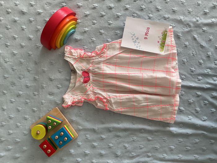 robe sans manches blanc et rose ouverture totale au dos 9 mois orchestra - photo numéro 2