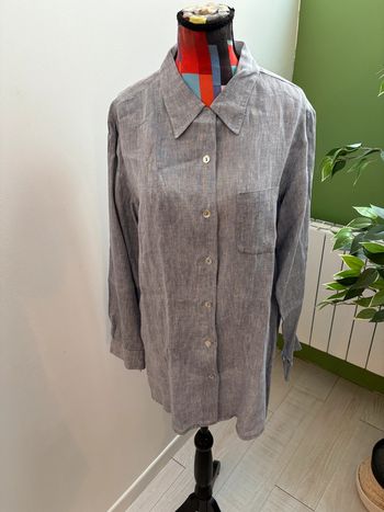 Chemise en lin Gerard Darel Taille 42 couleur bleu chiné