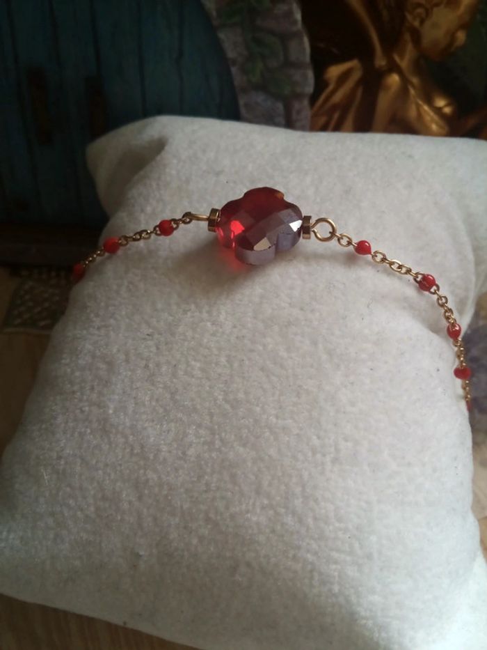 Bracelet trèfle rouge - photo numéro 4
