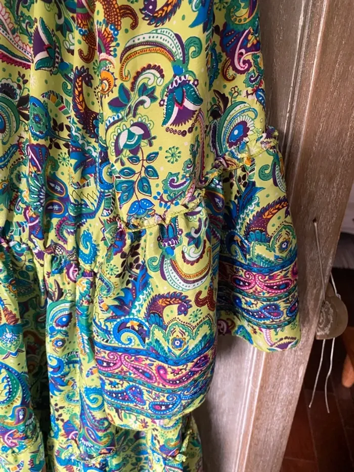 Robe soie vert et jaune - photo numéro 4