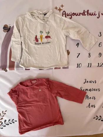 Lot de 2 t-shirts manches longues – Kiabi – Taille 18 mois