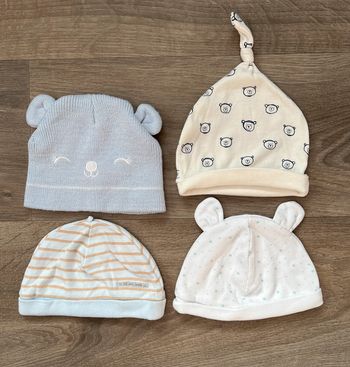 Lot de 4 bonnets naissance - 3/6 mois