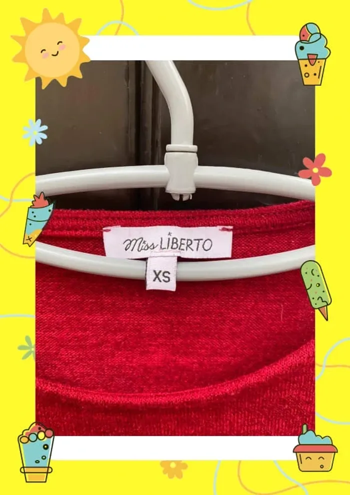 Pull d'hiver rouge Miss Liberto XS 34 - photo numéro 2