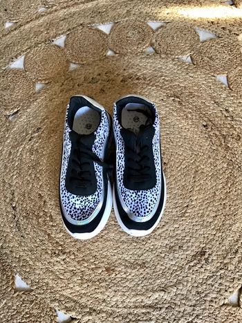 Basket 3 matières blanc et noir en taille 40