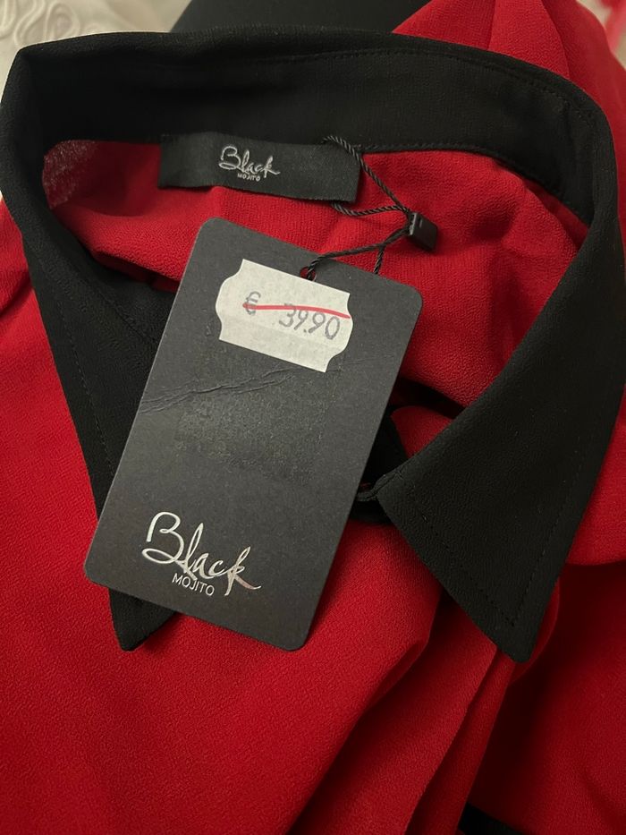 Chemise manches longues en voile rouge et noir Black Mojito - photo numéro 7
