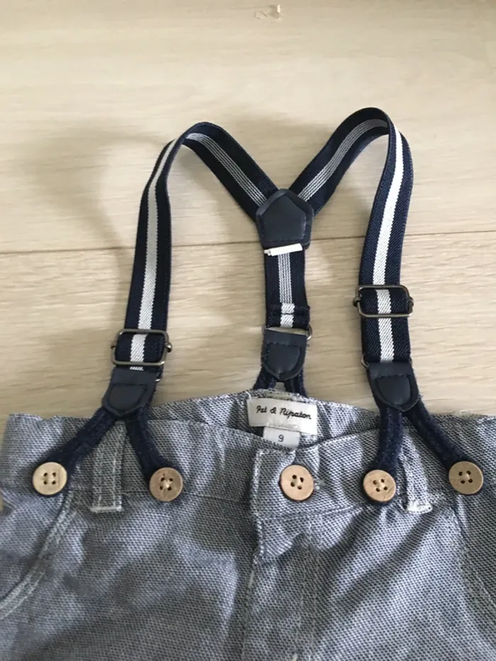 Ensemble pantalon à bretelles + pull 9 mois pat et ripaton - photo numéro 9
