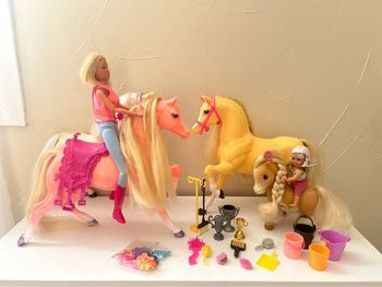 Barbie 🩰 chevaux + poupées barbie + accessoires