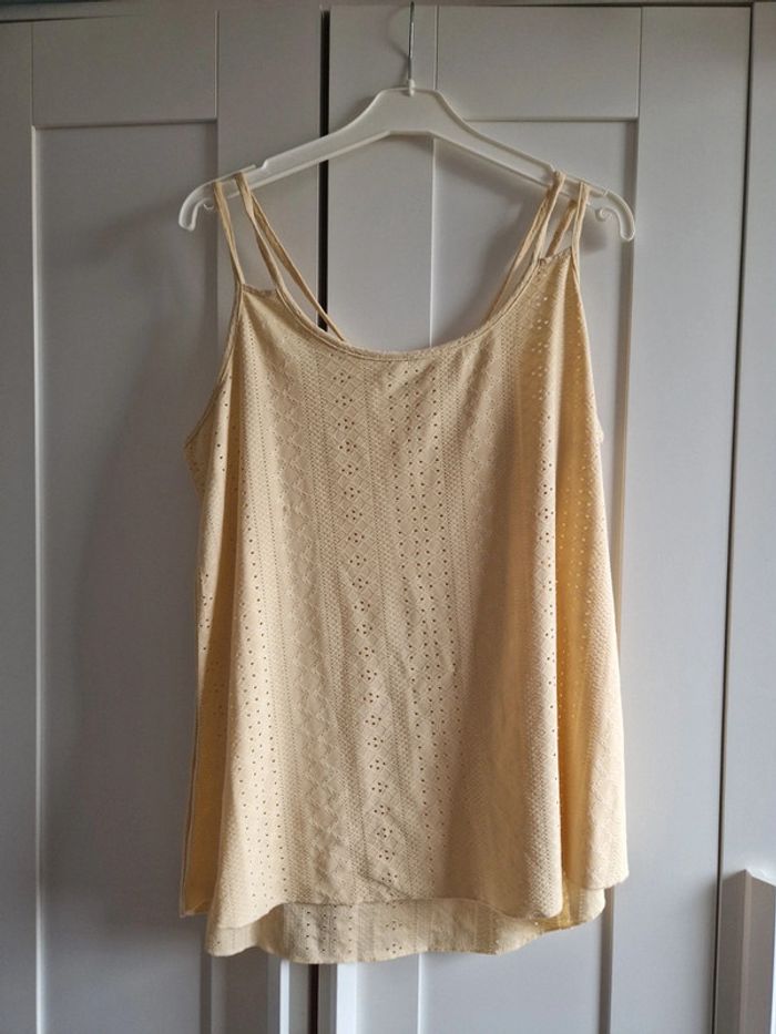Débardeur ajouré, jaune pâle, XL, neuf