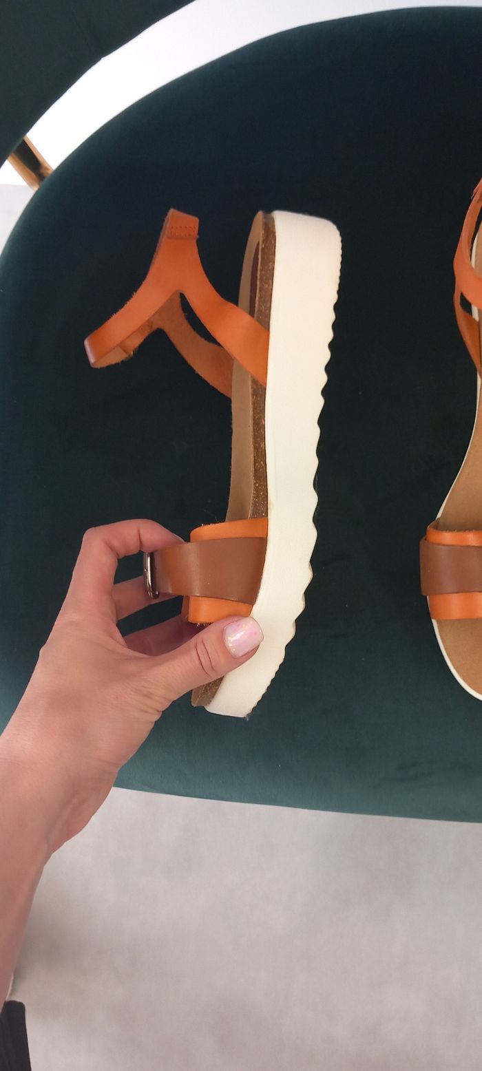 Sandale kickers orange et marron - photo numéro 5
