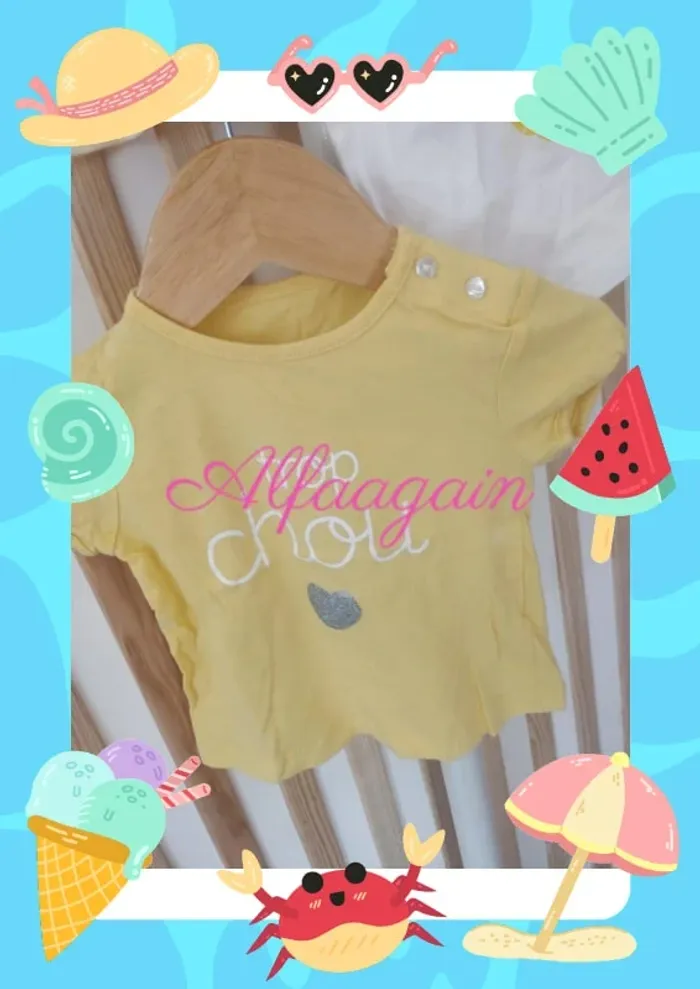 Lot t-shirts fille 6mois neufs - photo numéro 2