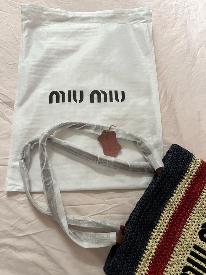 Miu miu sac cabas en crochet à rayures - photo numéro 5