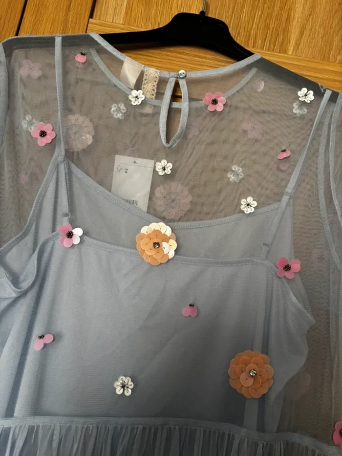 Robe bleu en mesh perles H&M t.44 - photo numéro 6
