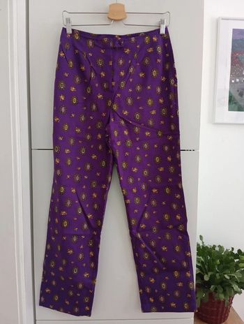 Pantalon vintage handmade en coton violet