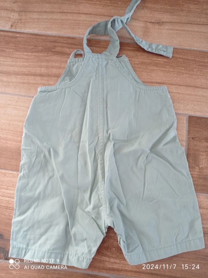 Lot 2 salopettes kaki et vert d'eau 12/18 mois - photo numéro 7