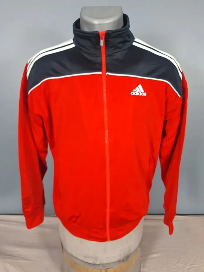 veste légère / Track jacket adidas vintage - bleu foncé et rouge - année 2007 brodé (460)