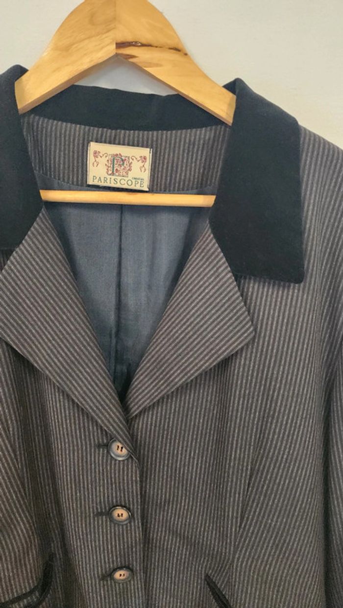 Magnifique blazer vintage en laine et velours - photo numéro 6