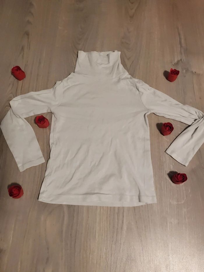 Polo col roulé blanc kiabi 8 ans garçon