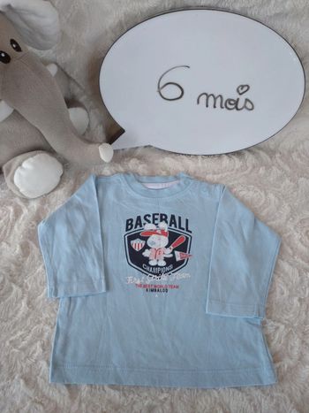 Tee shirt chemise manches longues Garçon 6 mois Chien Baseball Kimbaloo 100% coton