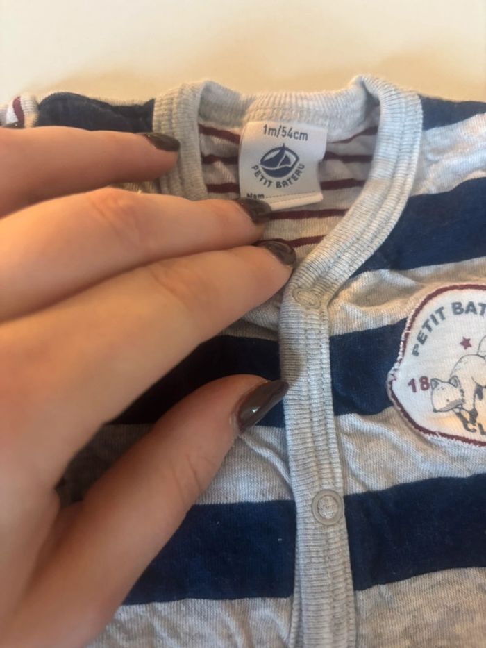 Pyjama rayé Petit Bateau 1 mois - photo numéro 2
