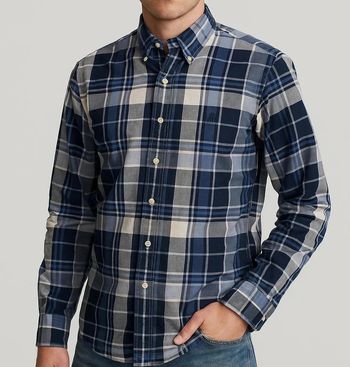 Chemise Ralph Lauren Vintage à Carreaux – Custom Fit – Bleu/Blanc (Taille M)