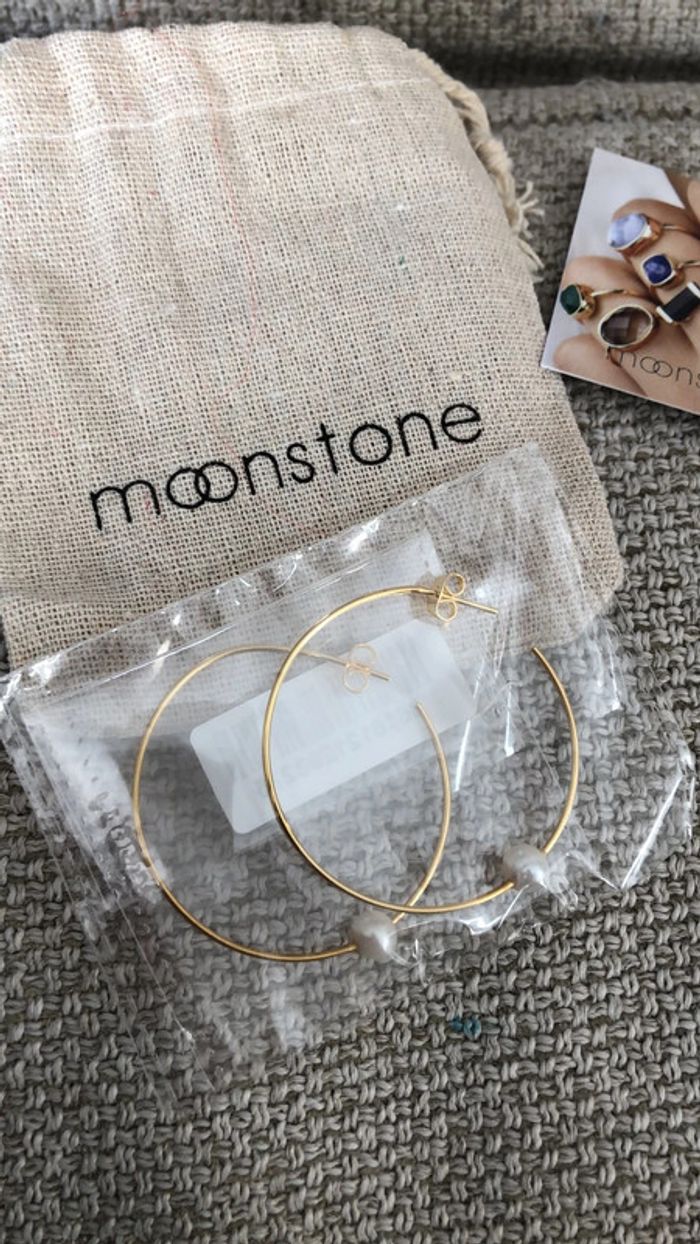 Créole avec perle blanche Moonstone