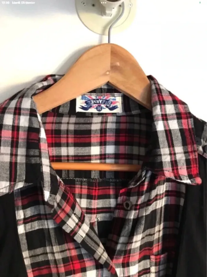 Chemise à carreaux en viscose style bûcheron Jennyfer taille 36/38 - photo numéro 2