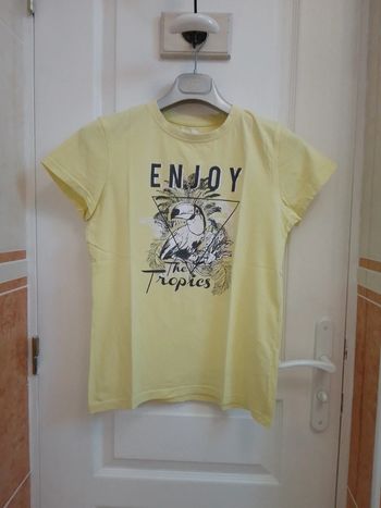 T-shirt jaune "Enjoy The Tropics"  T.12 ans - In Extenso