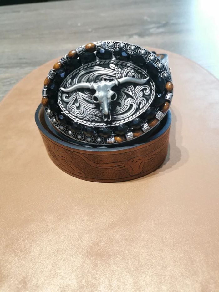 Ceinture de cowboy country tête taureau