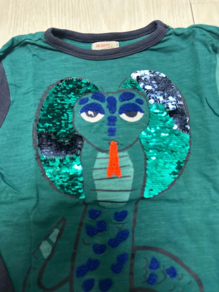 T-shirt vert, sequin, réversible du pareil au même cinq ans - photo numéro 2