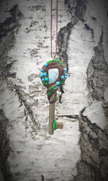 Collier clef larimar et nature