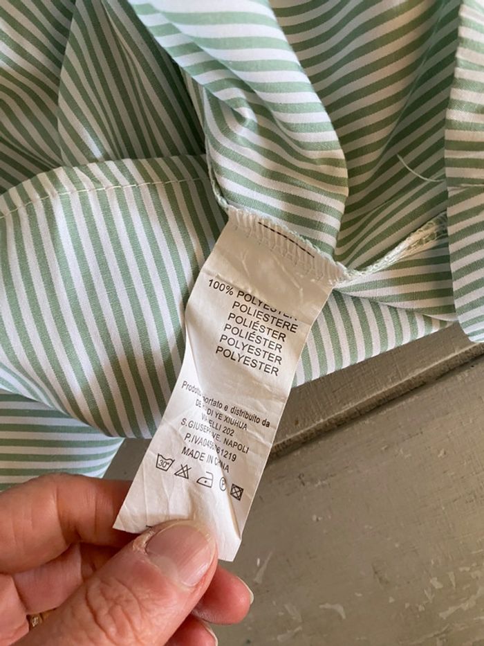 Ensemble chemise et jupe Cos Moda blanc à rayures vertes taille M - photo numéro 17