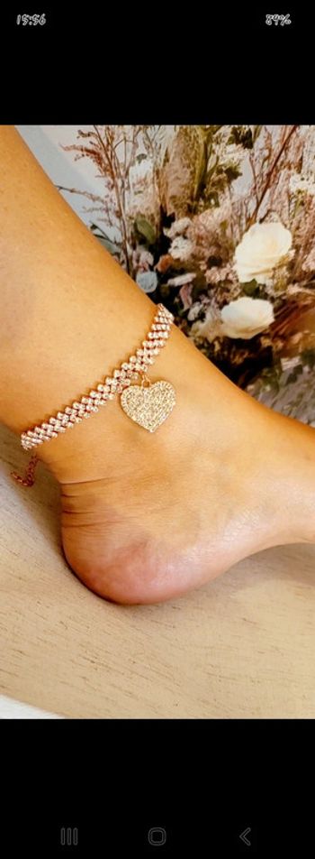 Bracelet de cheville strass coeur – Bijou brillant et féminin