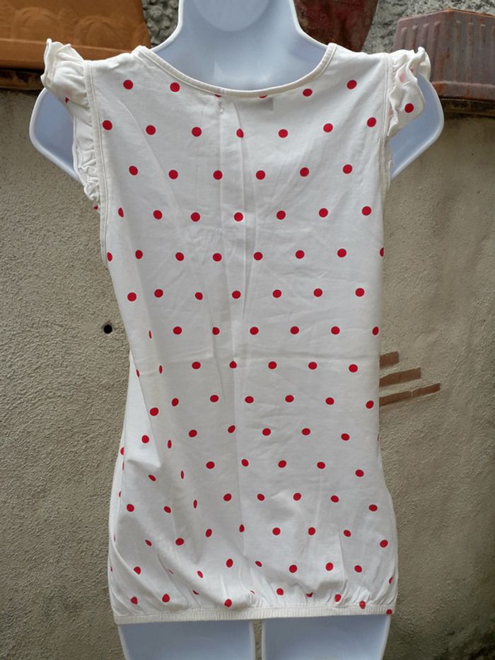Tee-shirt blanc à pois rouge - photo numéro 4