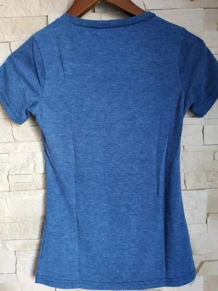 T-shirt fille bleu moucheté 14 ans tbe marque coupée - photo numéro 3