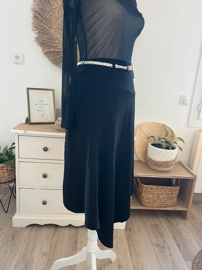Jupe asymétrique noire mi longue taille 40/42 vintage - photo numéro 4