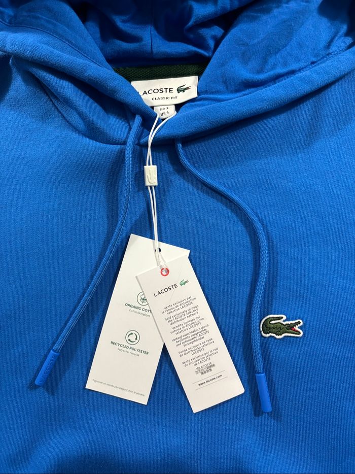 Pull à capuche Lacoste Bleu Taille S Neuf avec étiquette - photo numéro 4