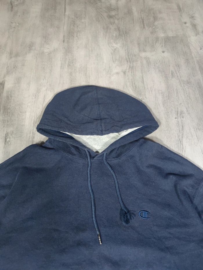 Sweat à Capuche Champion Bleu Marine Logo Brodé Taille 2XL Homme - photo numéro 2