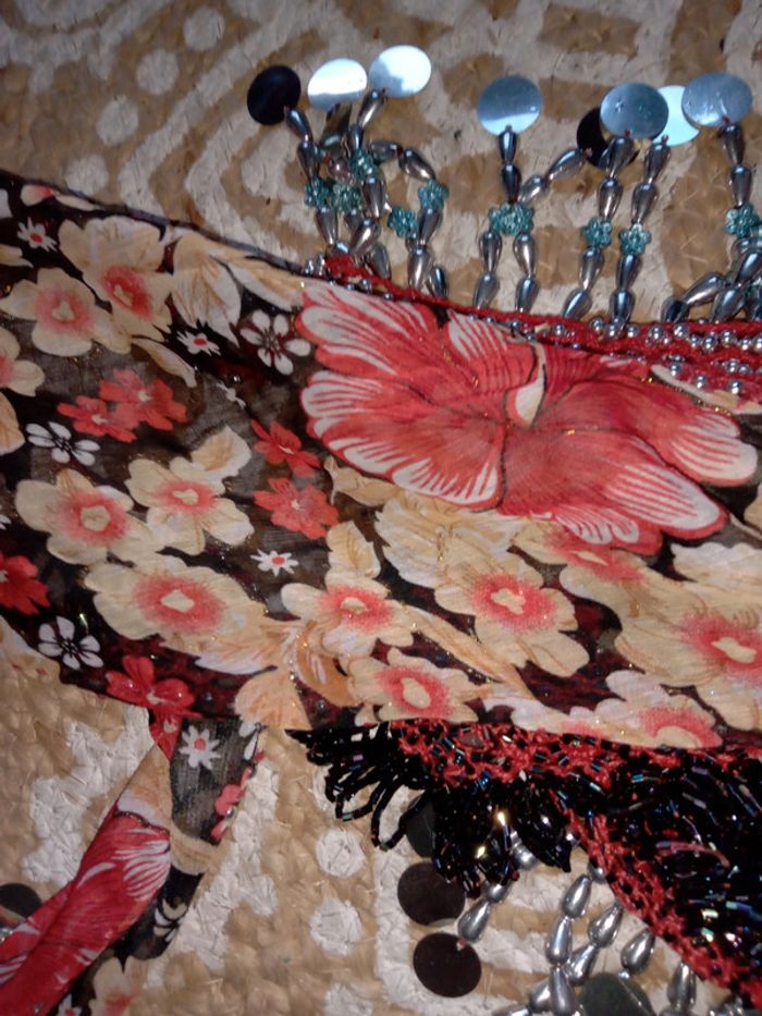 Foulard danse orientale crochet et piece floral - photo numéro 3