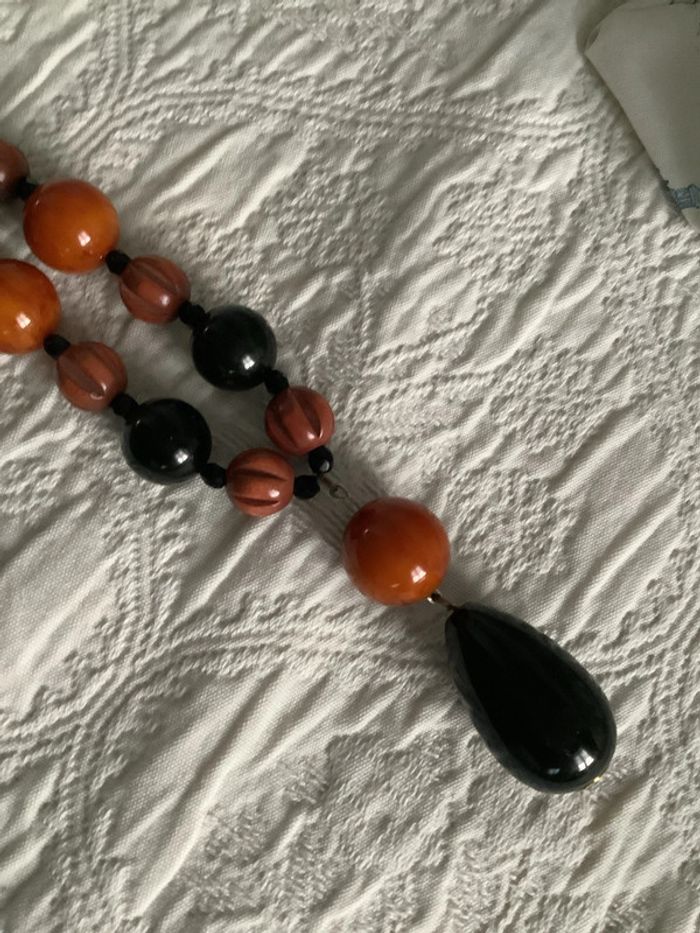 Sautoir bois et résine - photo numéro 3