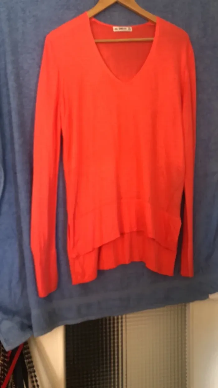 Pull fin Zara corail fluo