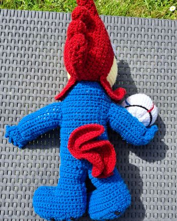 Peluche Footix crochetée à la main – 30 cm Mascotte De Football 1998 personnage original