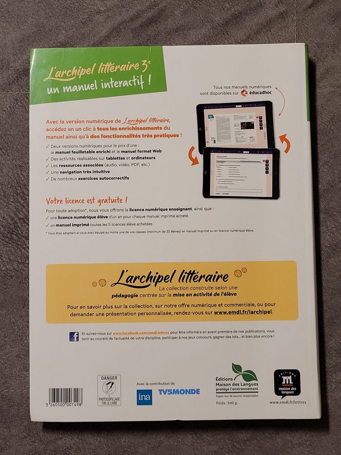 L'archipel littéraire 3e - Livre de l'élève Claire Montanari - photo numéro 2