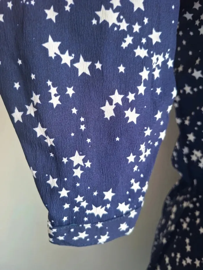 Robe bleue étoilée à volants - Brave Soul - neuve, taille XS - photo numéro 4