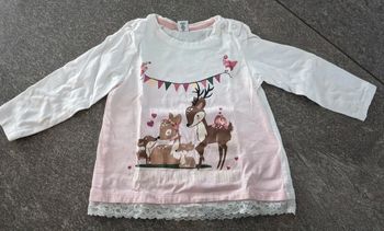 T-shirt à manches longues bébé fille 12/18 mois comme NEUF Noël