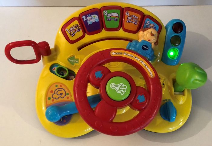 Vtech vroum vroum des découvertes 12-36 mois volant interactif parlant musical jaune effets sonores et lumineux comptines nombres couleurs animaux véhicules klaxon clignotant motricité fine lot SOP77 - photo numéro 3