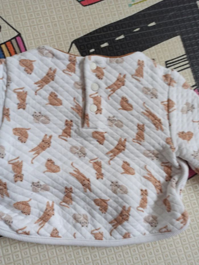 Pull blanc et beige chat - photo numéro 4